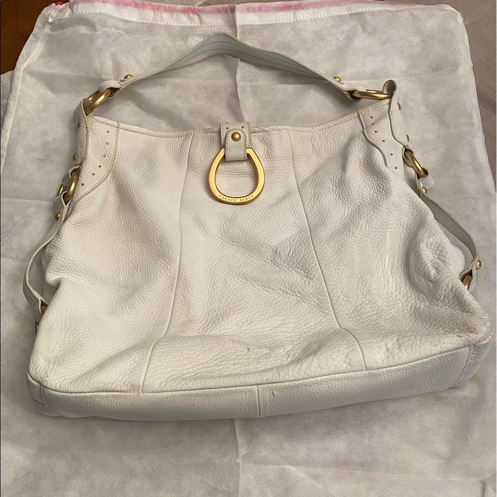 Franco Sarto white pebbled leather handbag